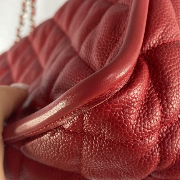 Authentic Chanel Red Medium Riviera Flap Quilted Leather Handbag - Picture 14 of 17